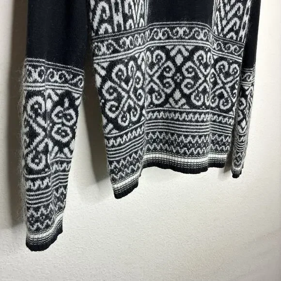 N°21 Jacquard Mohair Cropped High Low Black and White Sweater S - Picture 9 of 10